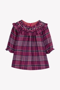 Robe Prune à carreaux