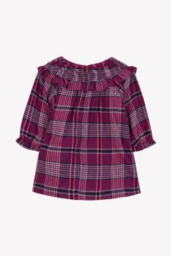 Robe Prune à carreaux