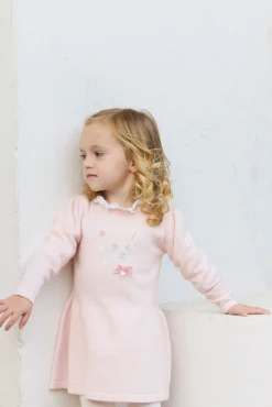 Robe Rose pâle broderie chat