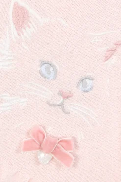 Robe Rose pâle broderie chat