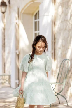 Robe Vert d'eau inspiration Toile de Jouy