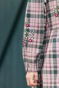 Robe Vert de gris à carreaux