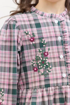 Robe Vert de gris à carreaux