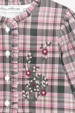 Robe Vert de gris à carreaux