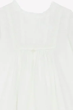 Robe de Baptême Écru détails dentelle et Volants