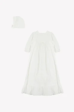 Robe de Baptême Écru détails dentelle et Volants