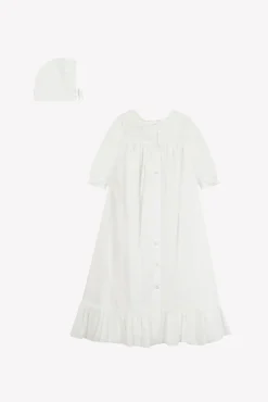 Robe de Baptême Écru détails dentelle et Volants