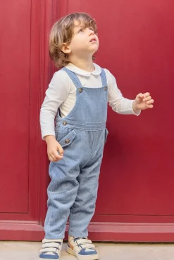 Salopette longue Bleu grisé en velours