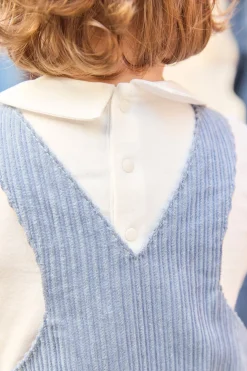 Salopette longue Bleu grisé en velours