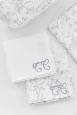 Set de 2 Langes Imprimé inspiration Toile de Jouy gris