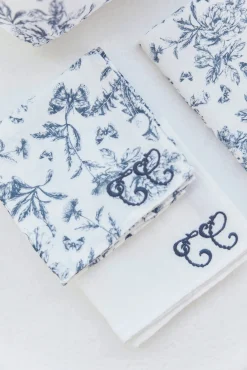 Set de 2 Langes Imprimé inspiration Toile de Jouy bleu