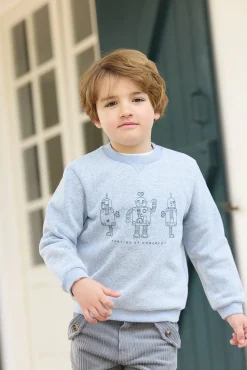 Sweat Bleu grisé illustration robots