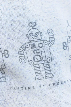 Sweat Bleu grisé illustration robots