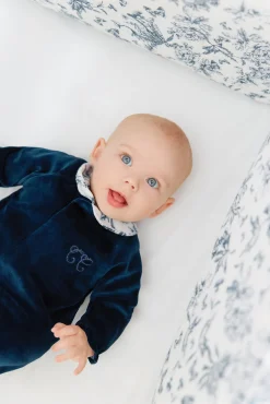 Tour de lit Imprimé inspiration toile de jouy bleu