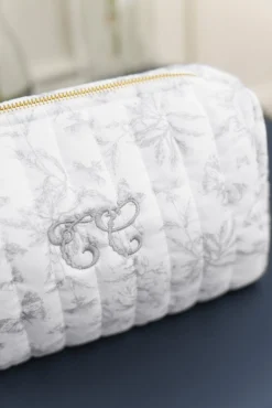 Trousse de toilette Imprimé inspiration toile de jouy gris