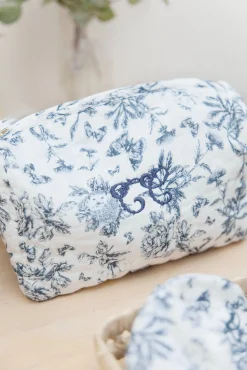 Trousse de toilette Imprimé inspiration toile de jouy bleu