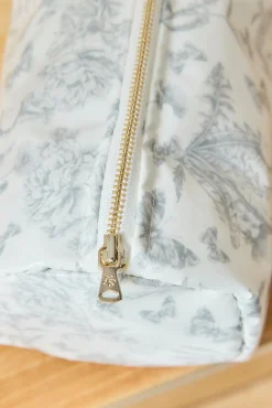 Trousse de toilette toile enduite Imprimé inspiration Toile de Jouy gris