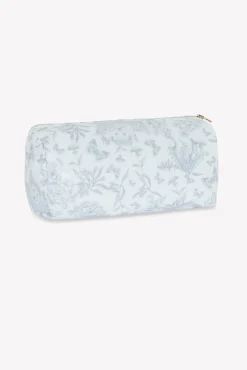 Trousse de toilette toile enduite Imprimé inspiration Toile de Jouy gris