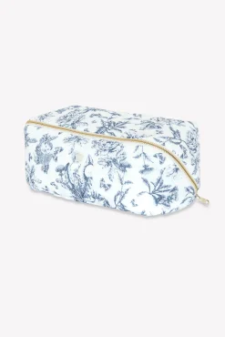 Trousse zippée Imprimé inspiration Toile de Jouy bleu