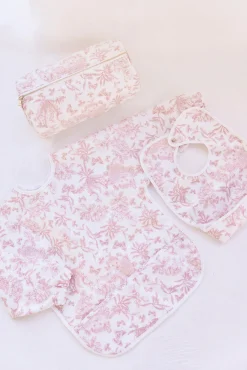 Trousse zippée Imprimé inspiration Toile de Jouy rose