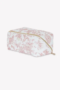 Trousse zippée Imprimé inspiration Toile de Jouy rose