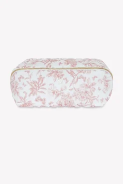 Trousse zippée Imprimé inspiration Toile de Jouy rose