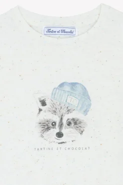 T-shirt Ecru illustration raton laveur