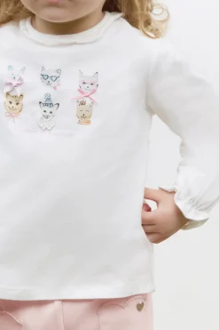 T-shirt Ecru illustration petits chats