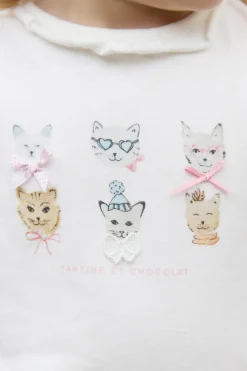 T-shirt Ecru illustration petits chats