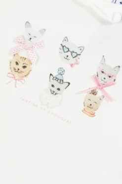 T-shirt Ecru illustration petits chats