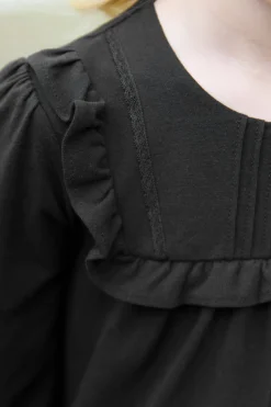 T-shirt Noir volanté