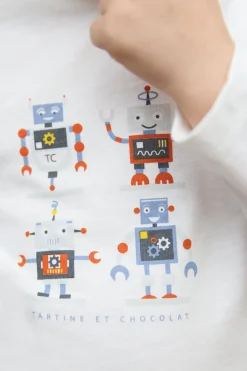 T-shirt Bleu grisé illustration robots