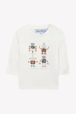 T-shirt Bleu grisé illustration robots