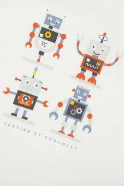 T-shirt Bleu grisé illustration robots