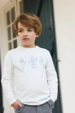 T-shirt Bleu grisé illustration trois robots