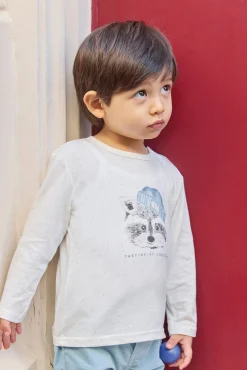 T-shirt Ecru illustration raton laveur