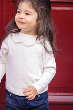 T-shirt Ecru col dentelle